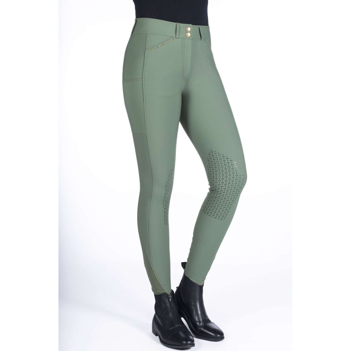 HKM Pantalon d'Équitation Helene Prise de Genou Vert Foncé