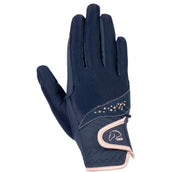 HKM Gants d'Équitation Rosegold Glamour Bleu Foncé