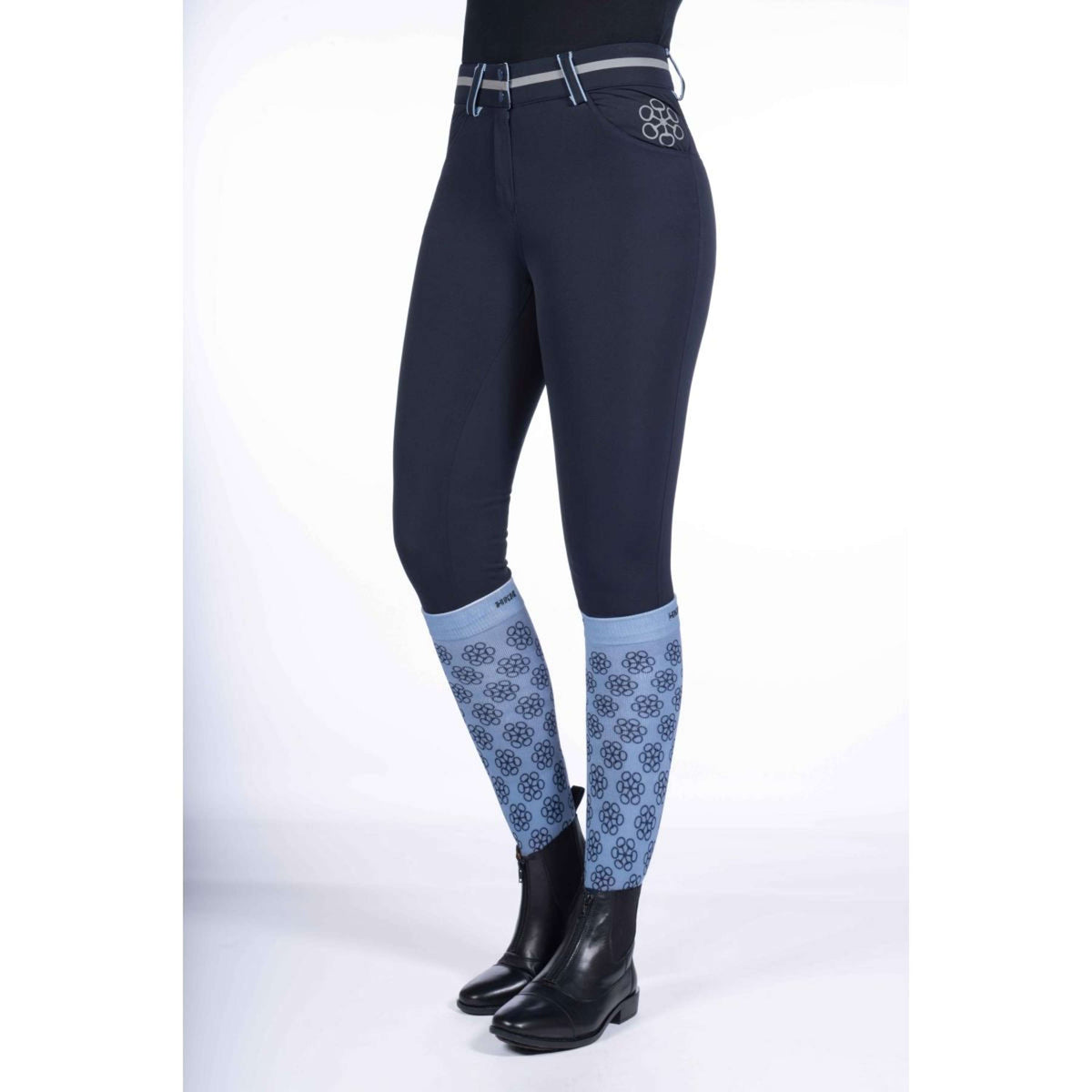 HKM Pantalon d'Équitation Bloomsbury Belmtex Full Seat Bleu Foncé