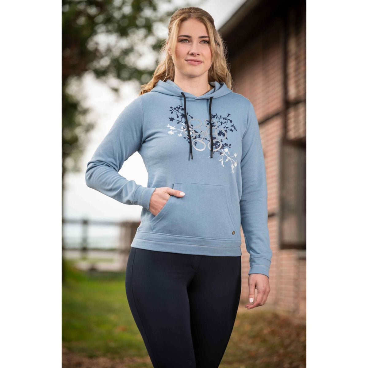 HKM Pull col Hoodie Bloomsbury Bleu Fumée