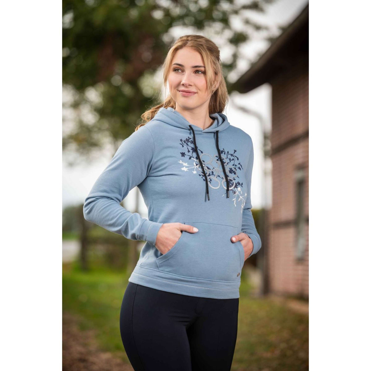 HKM Pull col Hoodie Bloomsbury Bleu Fumée