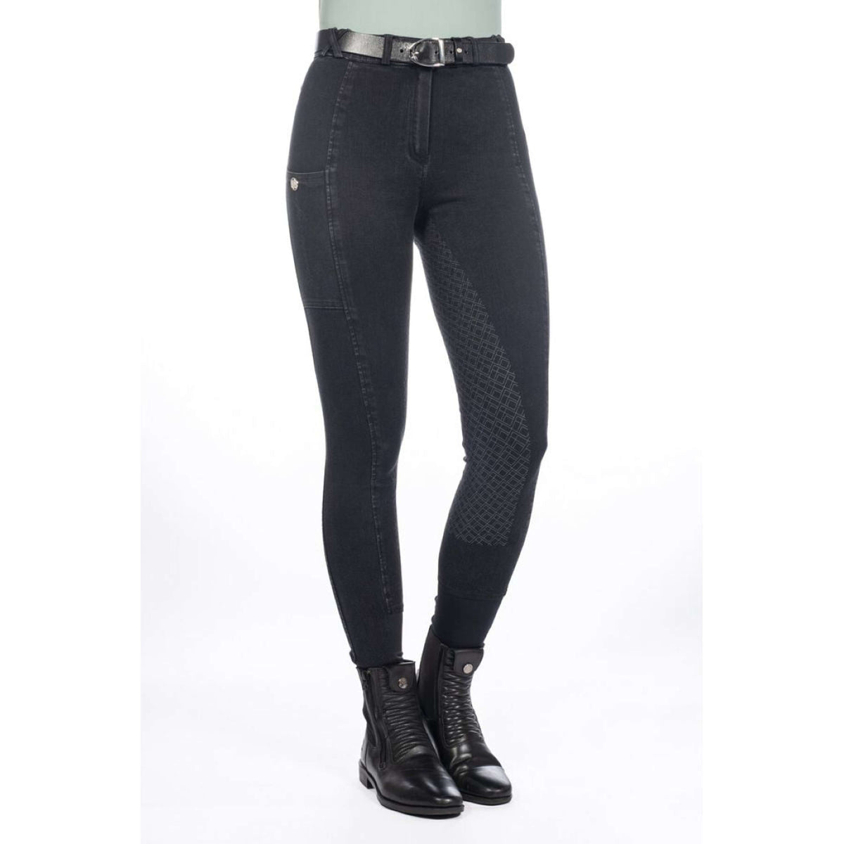 HKM Pantalon d'Équitation Harbour Island Denim Full Grip Noir