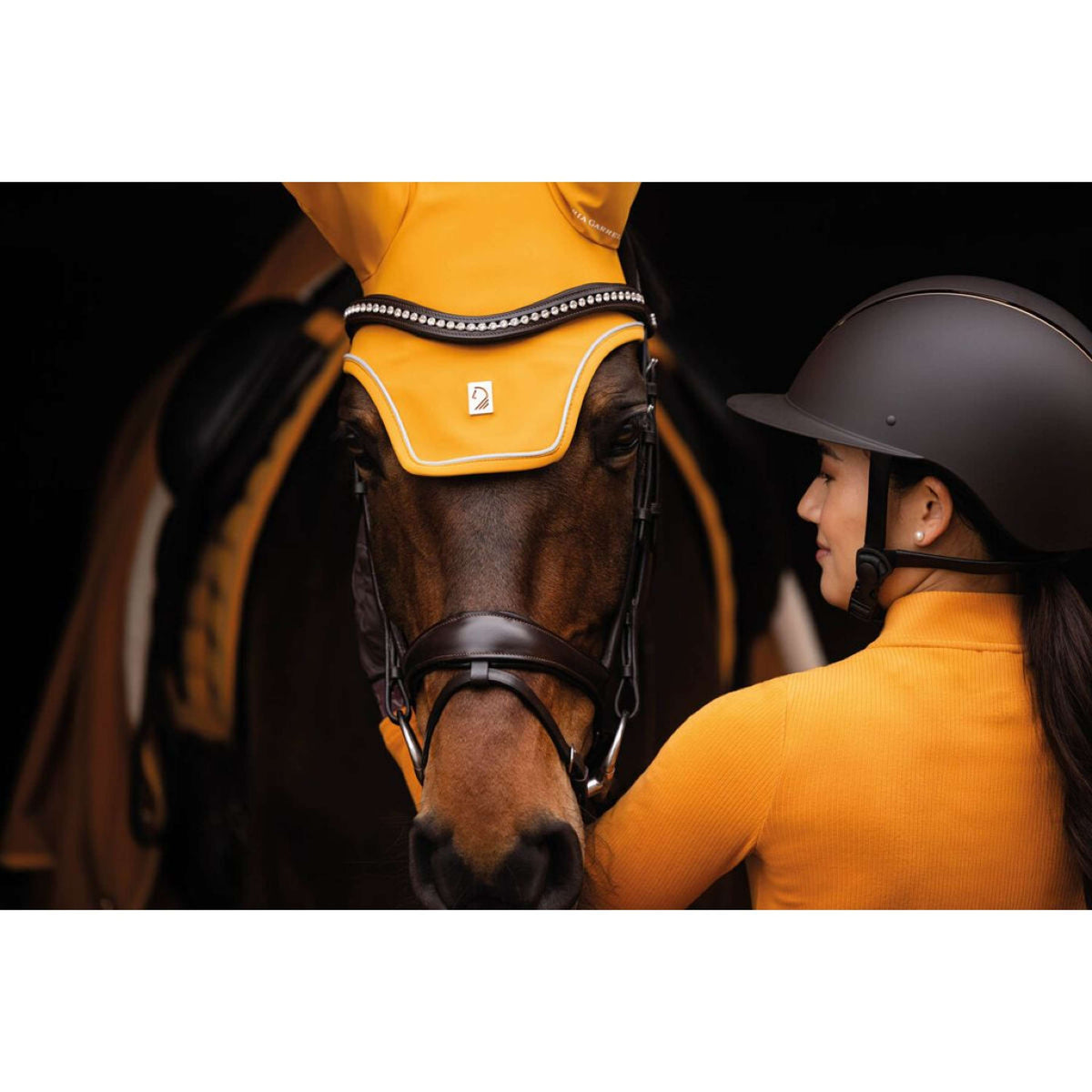 HKM Bonnet Anti-Mouches Livignio Lauria Garelli Soft Moutarde