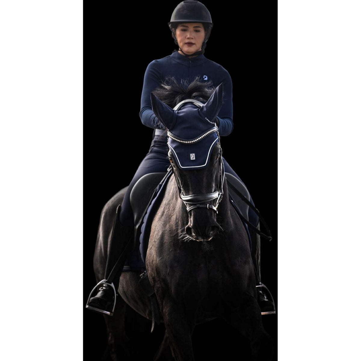 HKM Bonnet Anti-Mouches Livignio Lauria Garelli Soft Bleu Foncé