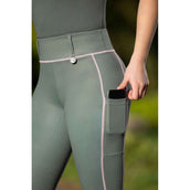HKM Legging d'Équitation Juna Full Grip Gris Vert