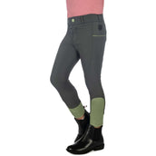 HKM Pantalon d'Équitation Claire Full Grip Gris Vert