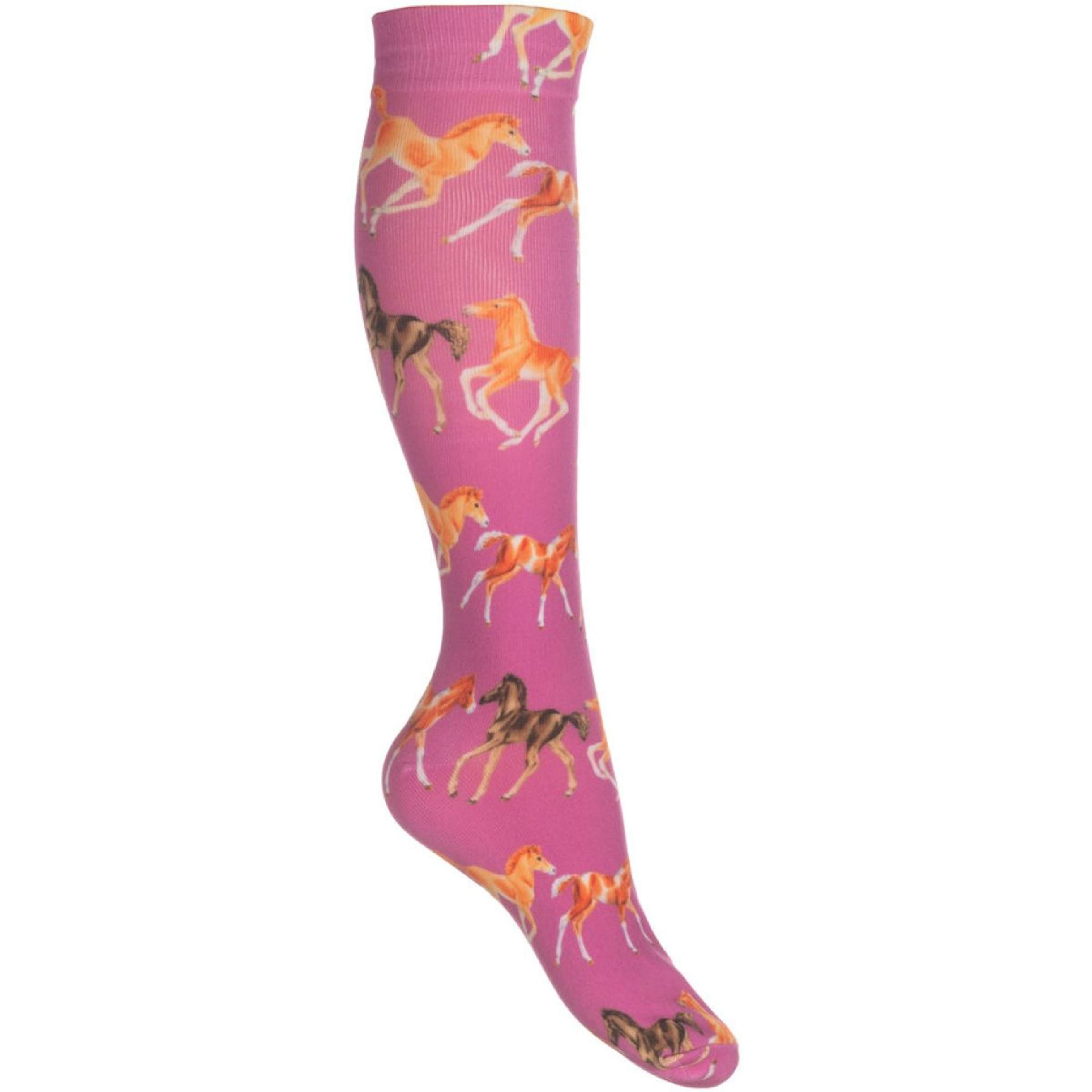 HKM Chaussettes d'Équitation Pony Club Rose