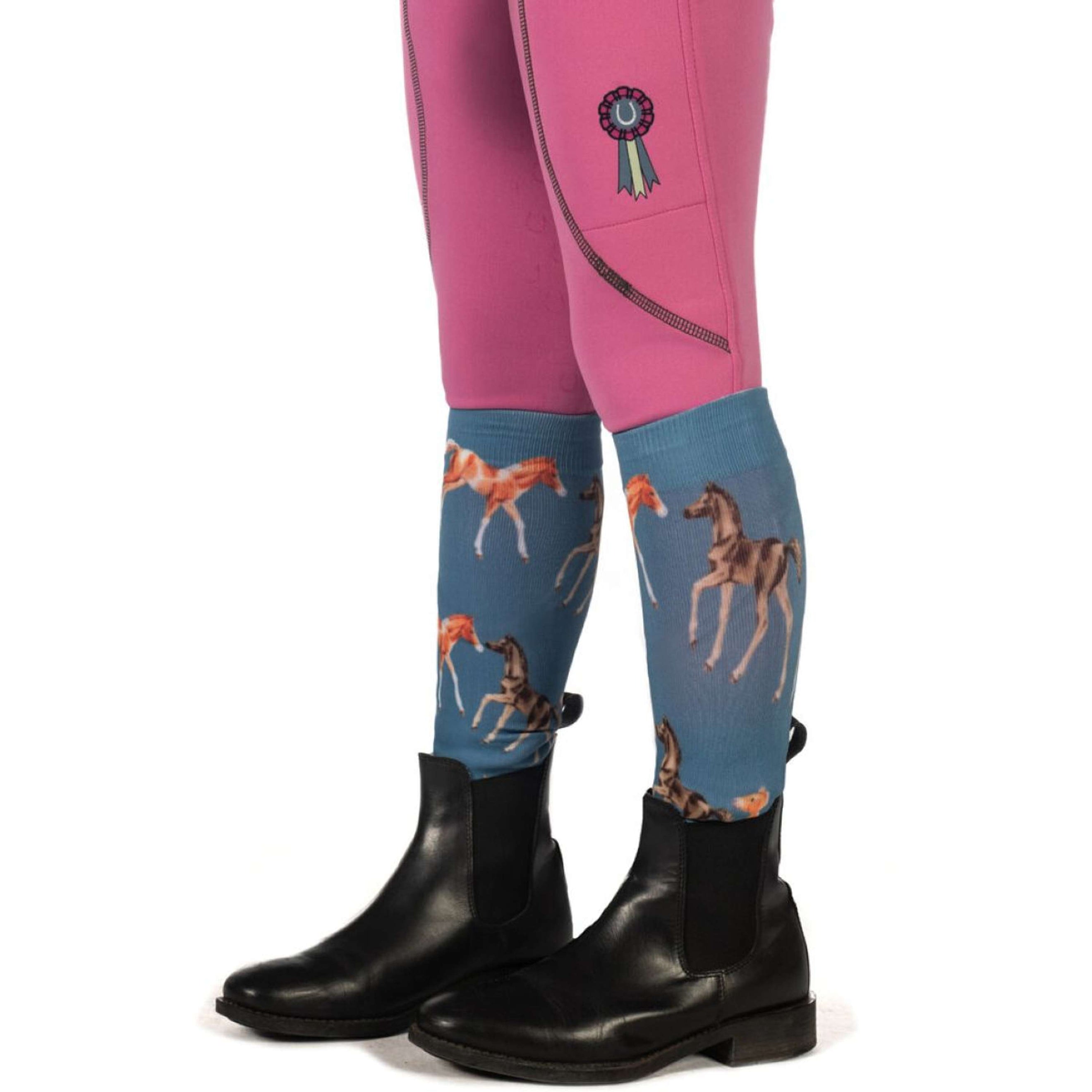 HKM Chaussettes d'Équitation Pony Club Bleu Fumeé