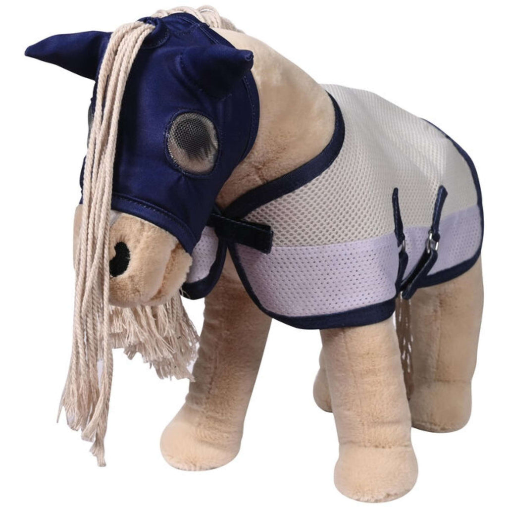 HKM Masque Anti-Mouches Cuddle Horse Gris/Bleu