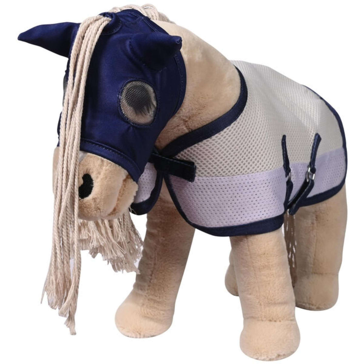 HKM Masque Anti-Mouches Cuddle Horse Gris/Bleu