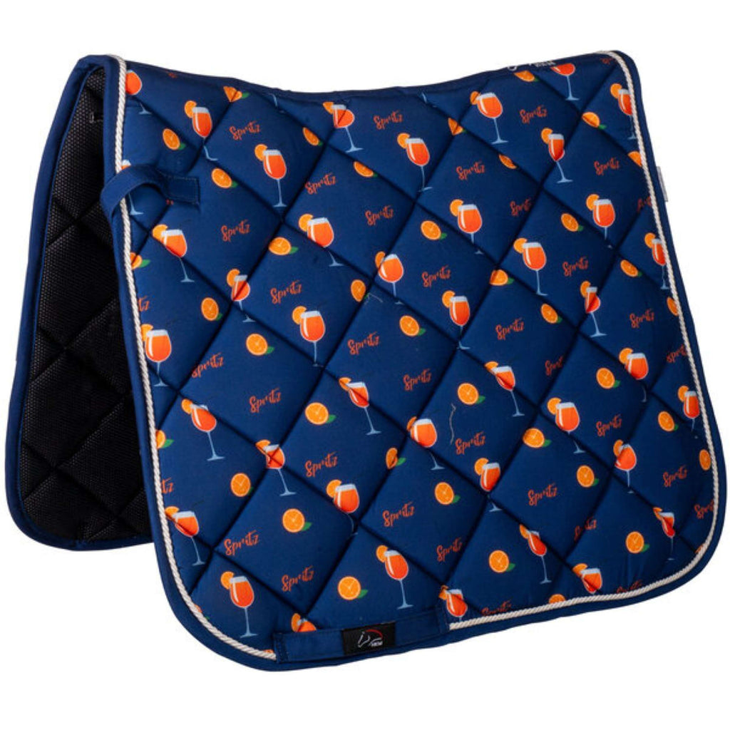 HKM Tapis de Selle Splash Dressage Bleu foncé/orange