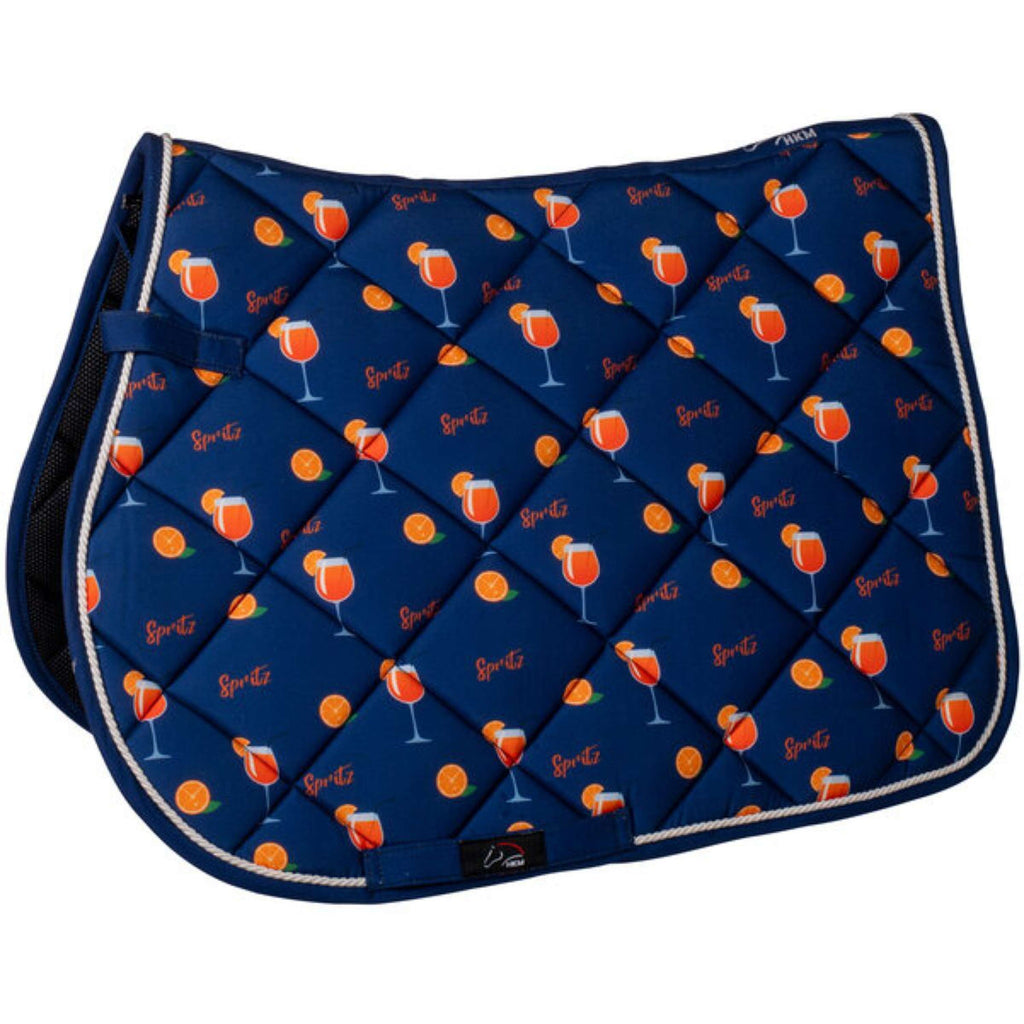 HKM Tapis de Selle Splash Polyvalent Bleu foncé/orange