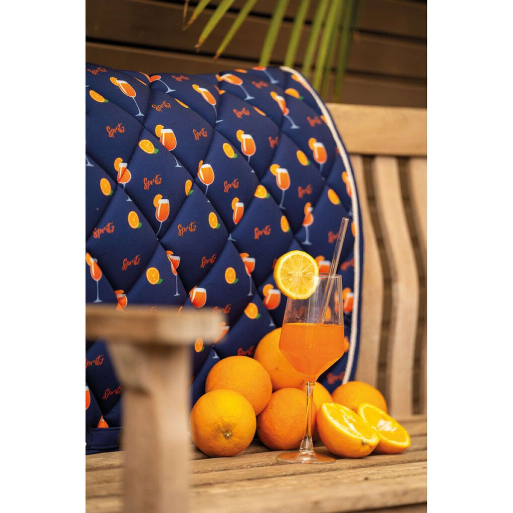 HKM Tapis de Selle Splash Polyvalent Bleu foncé/orange