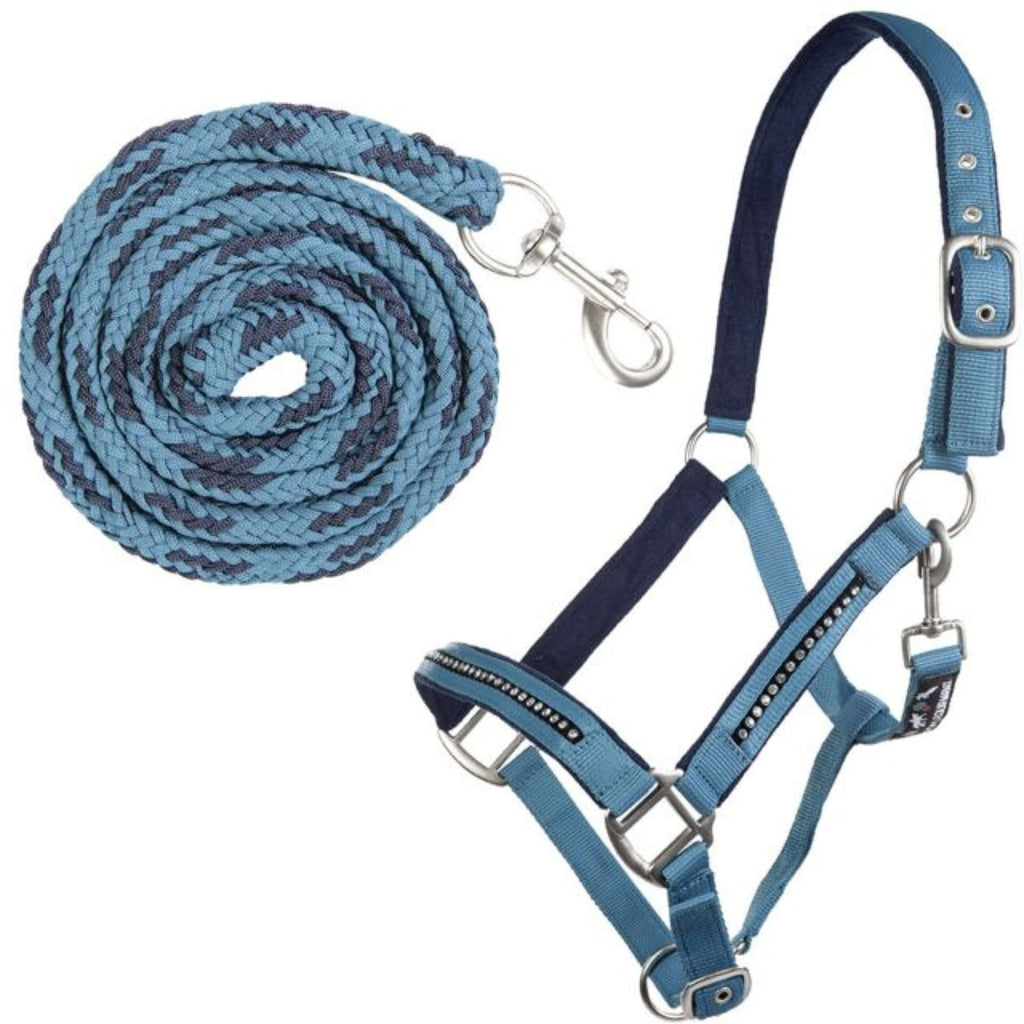 HKM Ensemble Licol Crystal Souple Rembourrage Petrol/marine