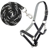 HKM Ensemble Licol Crystal Souple Rembourrage Noir/Gris