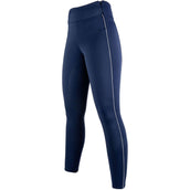 HKM Legging d'Équitation Equilibrio Silicone Fond de Peau Bleu Foncé