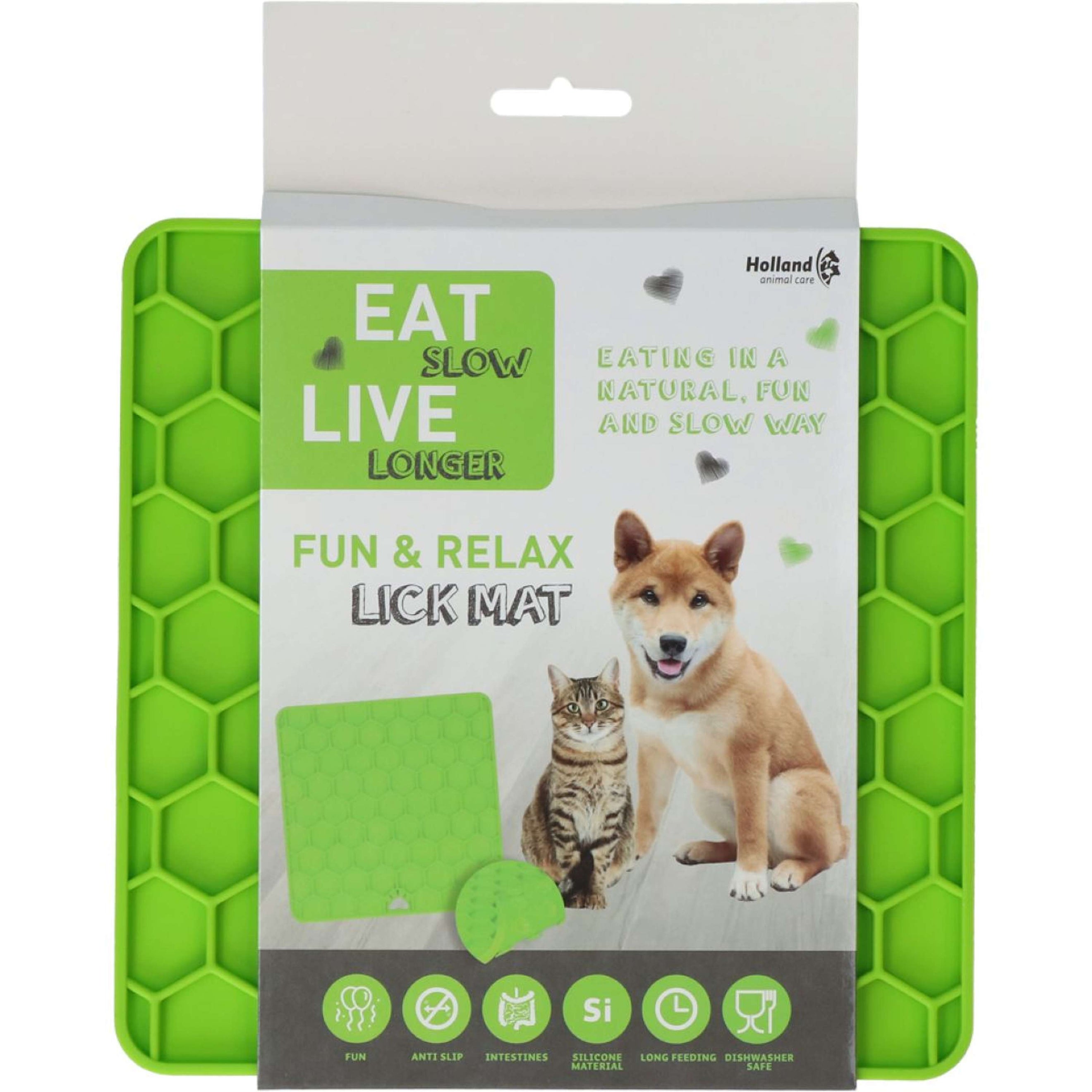 Eat Slow Live Longer Lick Mat Relax Vert