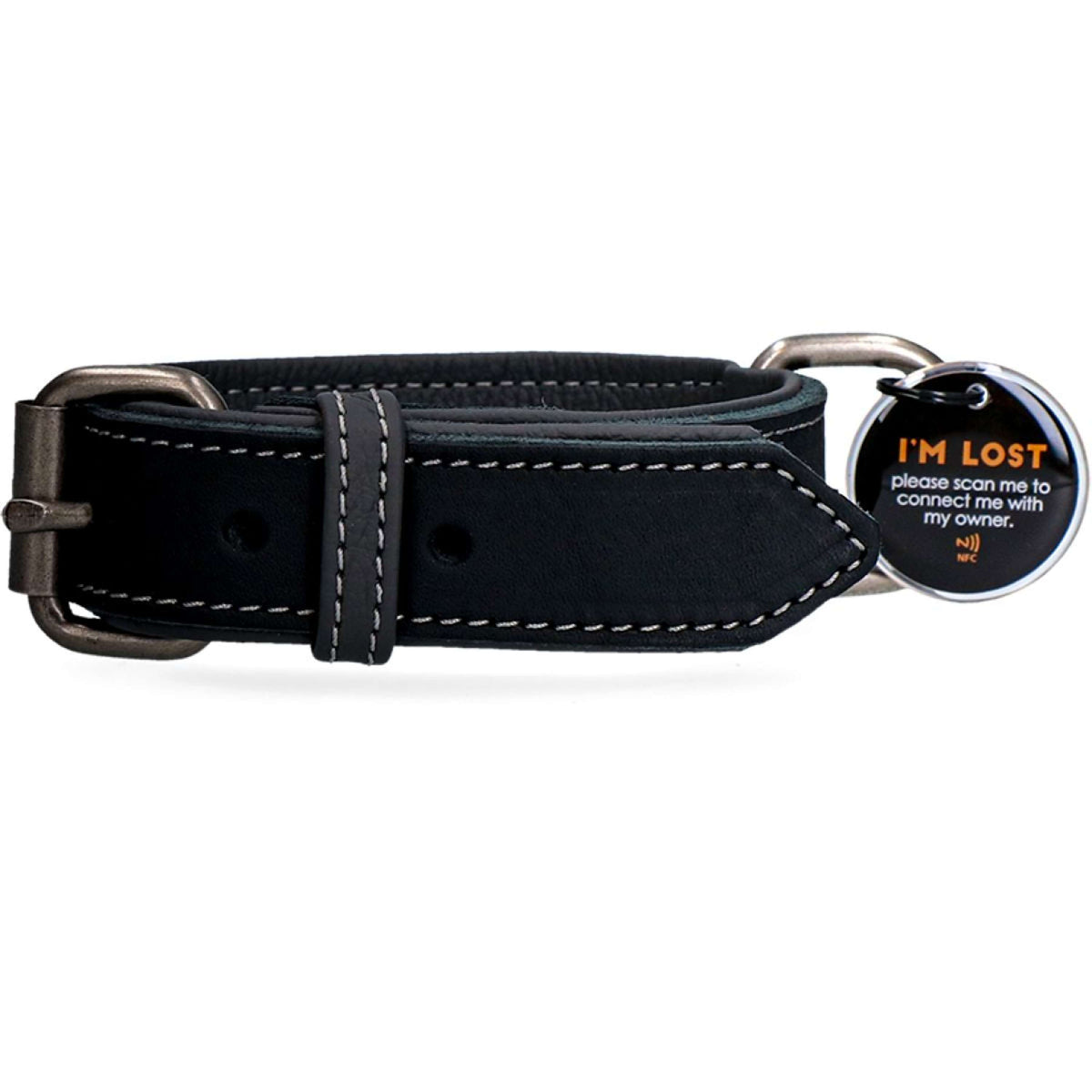 Spotted Pro! Collier pour Chien Cuir Noir