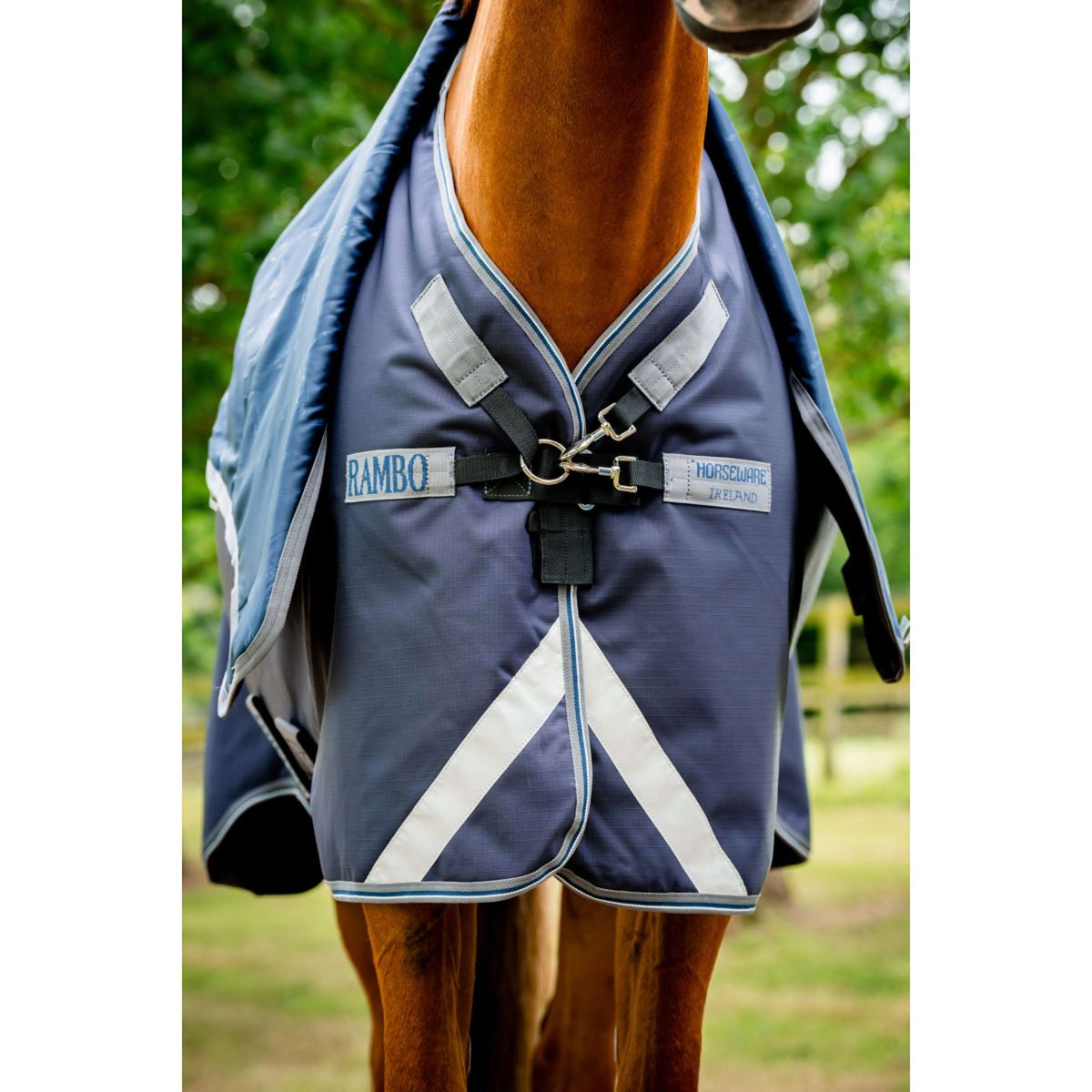 Rambo Chemise Turnout Duo Ripstop Plus Bundle 100g + 100g + 200g Navy/Thunderstorm Grey/Silver