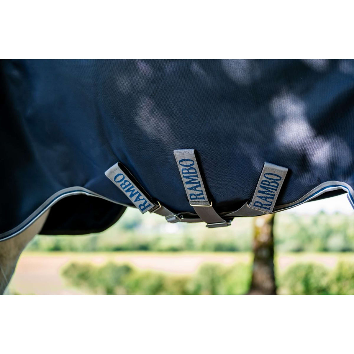 Rambo Turnout Rug 1680D Varilayer 450g Navy/Thunderstorm Grey/Silver