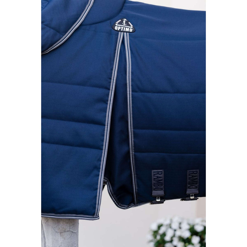 Rambo Optimo Couverture d'Écurie Plus 400g Navy/Thunderstorm Grey/Silver
