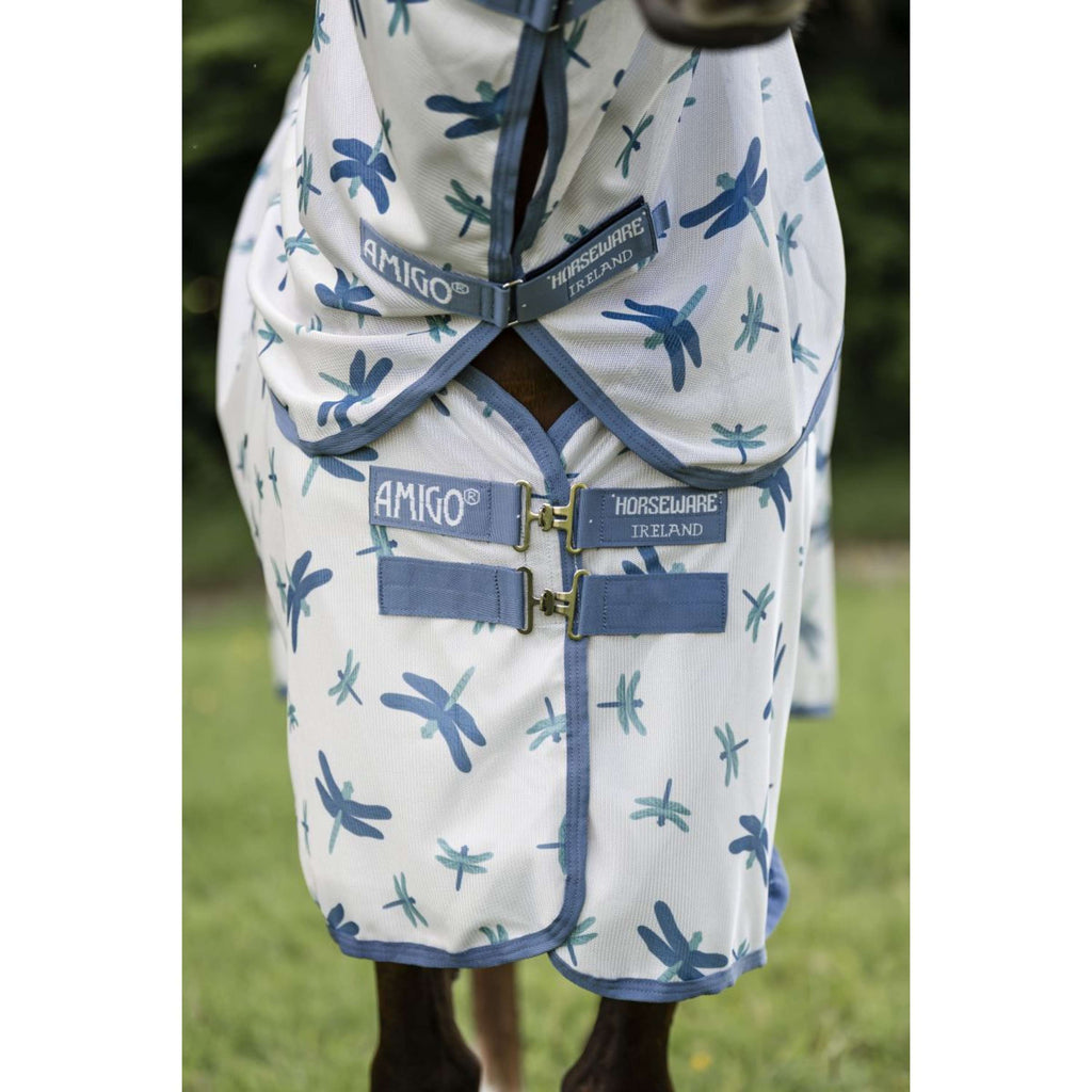 Amigo Couverture Anti-Mouches Plus Pony Dragonfly Print/Silver/Blue/Sage