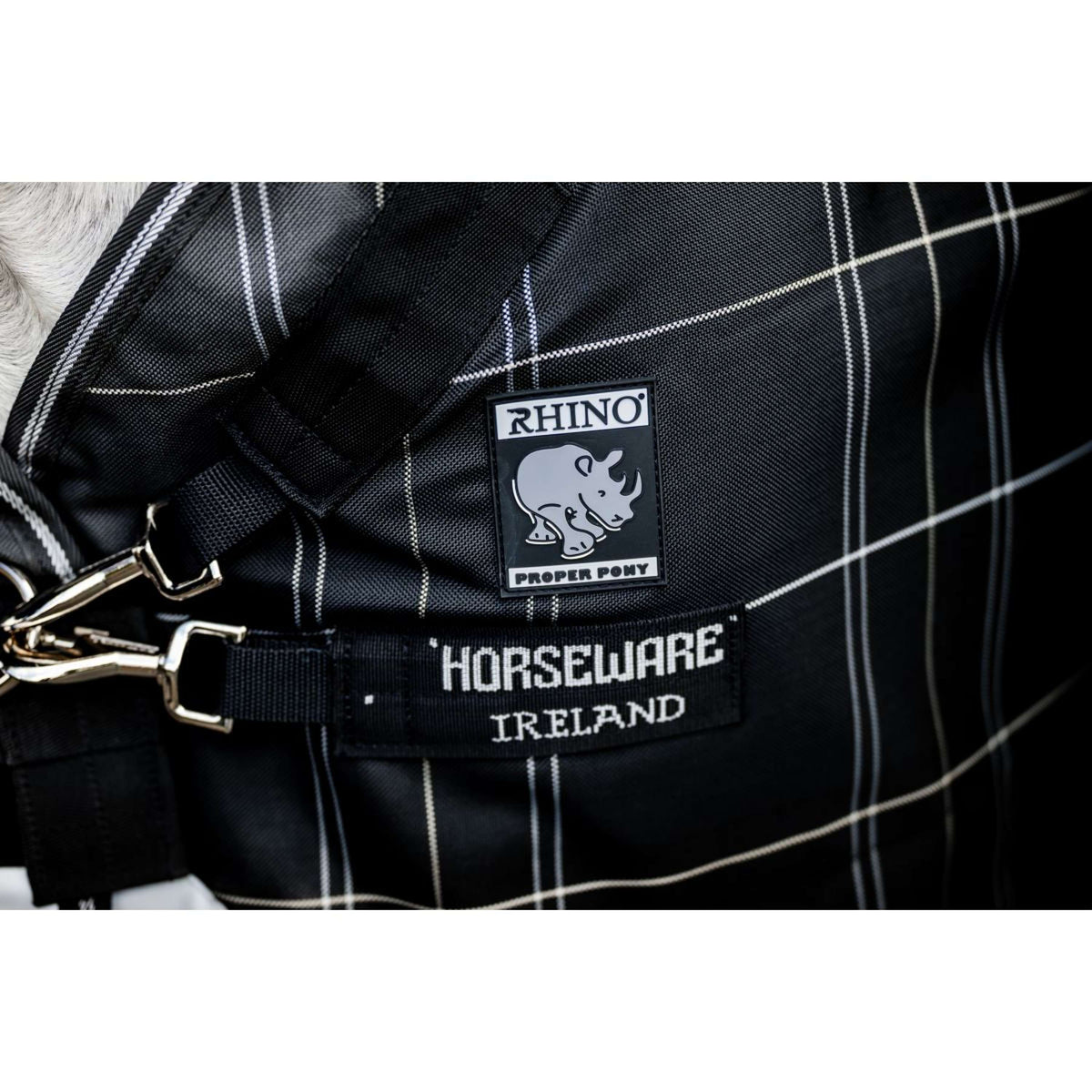 Rhino Chemise Turnout Plus Pony Bundle 0g + 200g Black Check/Noir/Blanc