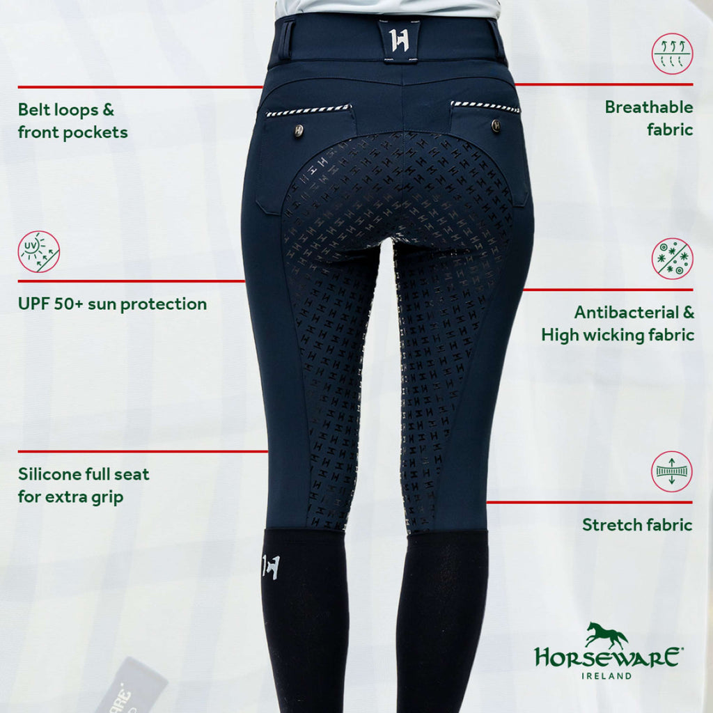 Horseware Pantalon d'Équitation Newmarket High Rise Full Seat Marine