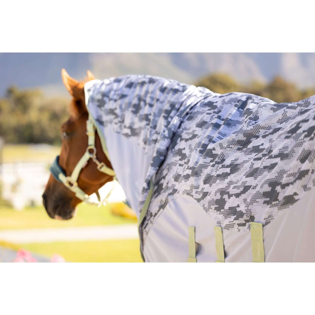 LeMieux Couverture Anti-Mouches Arika Camo-Tek avec Couvre-cou Macaron