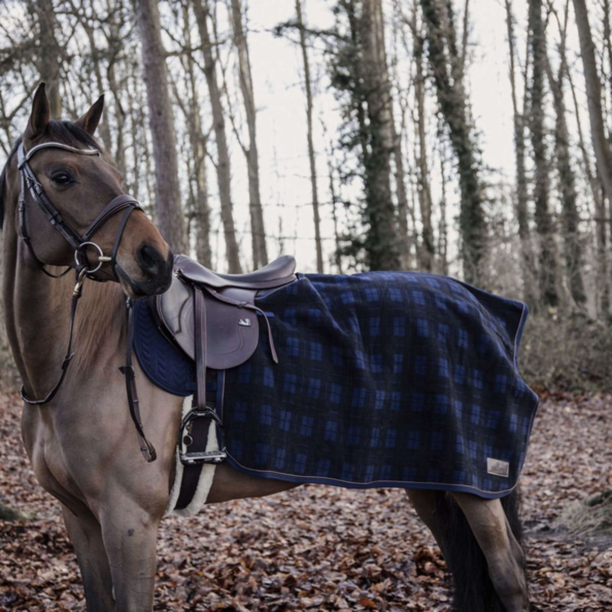 Kentucky Couvre-reins Carré Heavy Fleece Bleu foncé