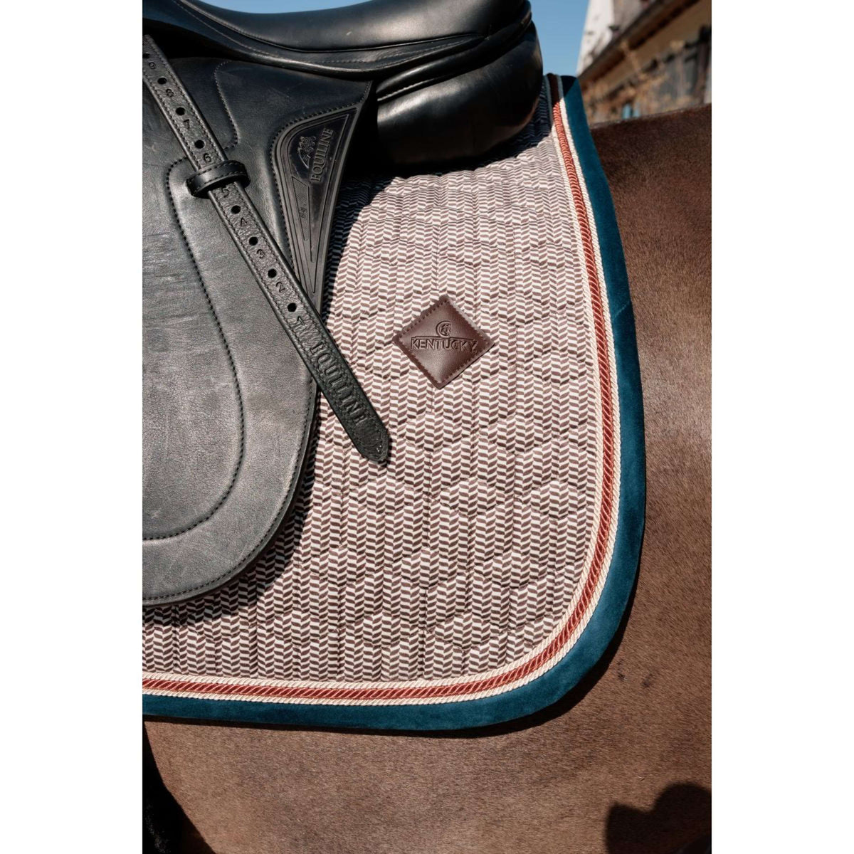 Kentucky Horsewear Tapis de Selle Pied-de-Poule Dressage Bordeaux/Marine