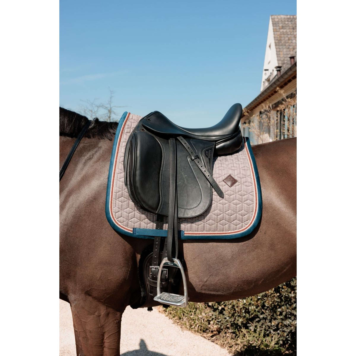 Kentucky Horsewear Tapis de Selle Pied-de-Poule Dressage Bordeaux/Marine