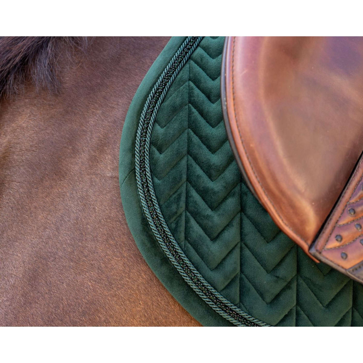 Kentucky Tapis de Selle Velvet Mini Pearls de Saut Pine Green