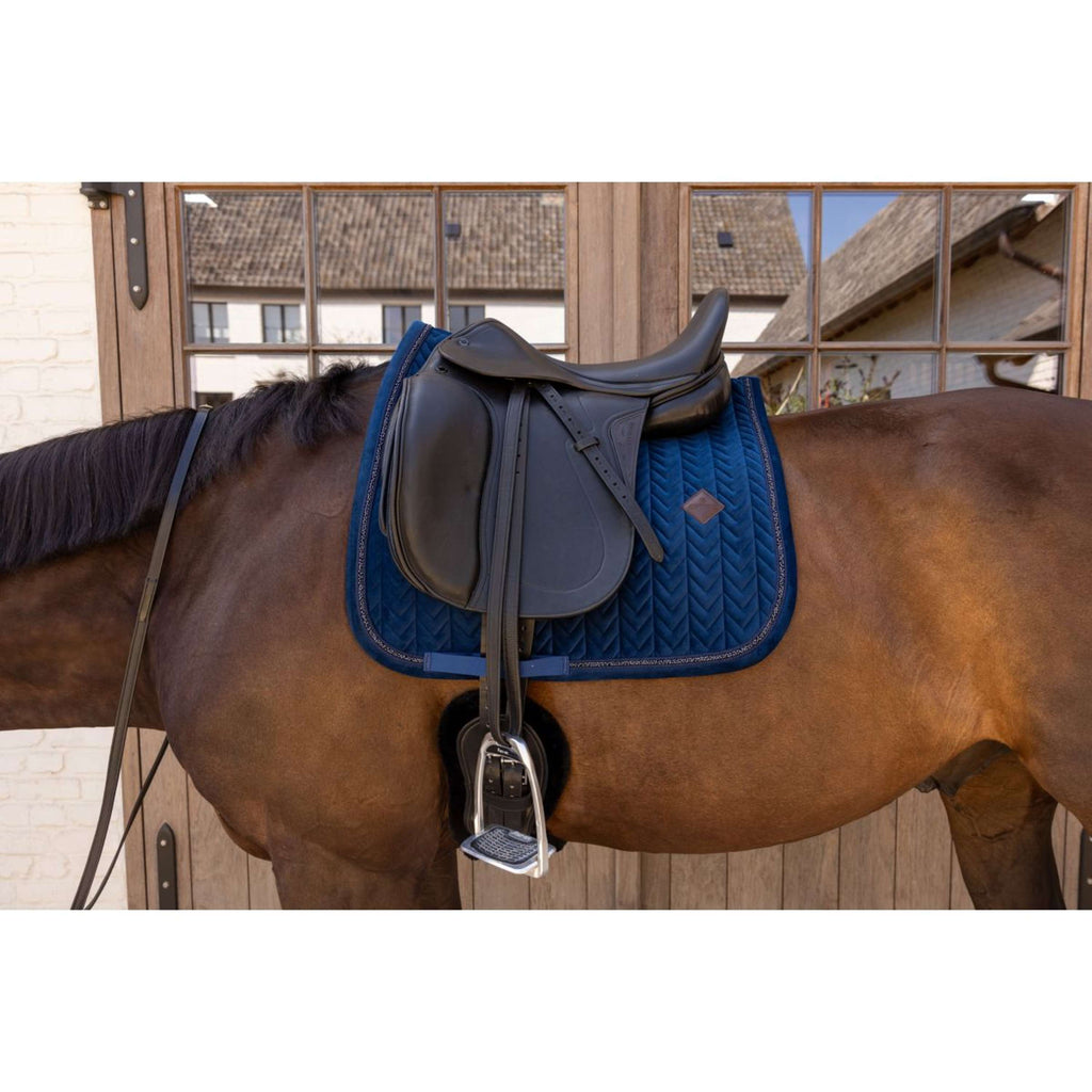 Kentucky Tapis de Selle Velvet Mini Pearls Dressage Marin