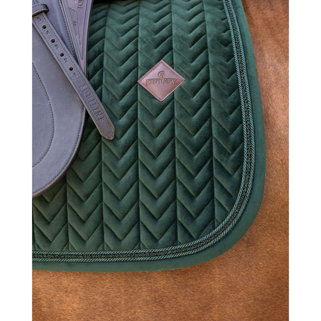 Kentucky Tapis de Selle Velvet Mini Pearls Dressage Pine Green