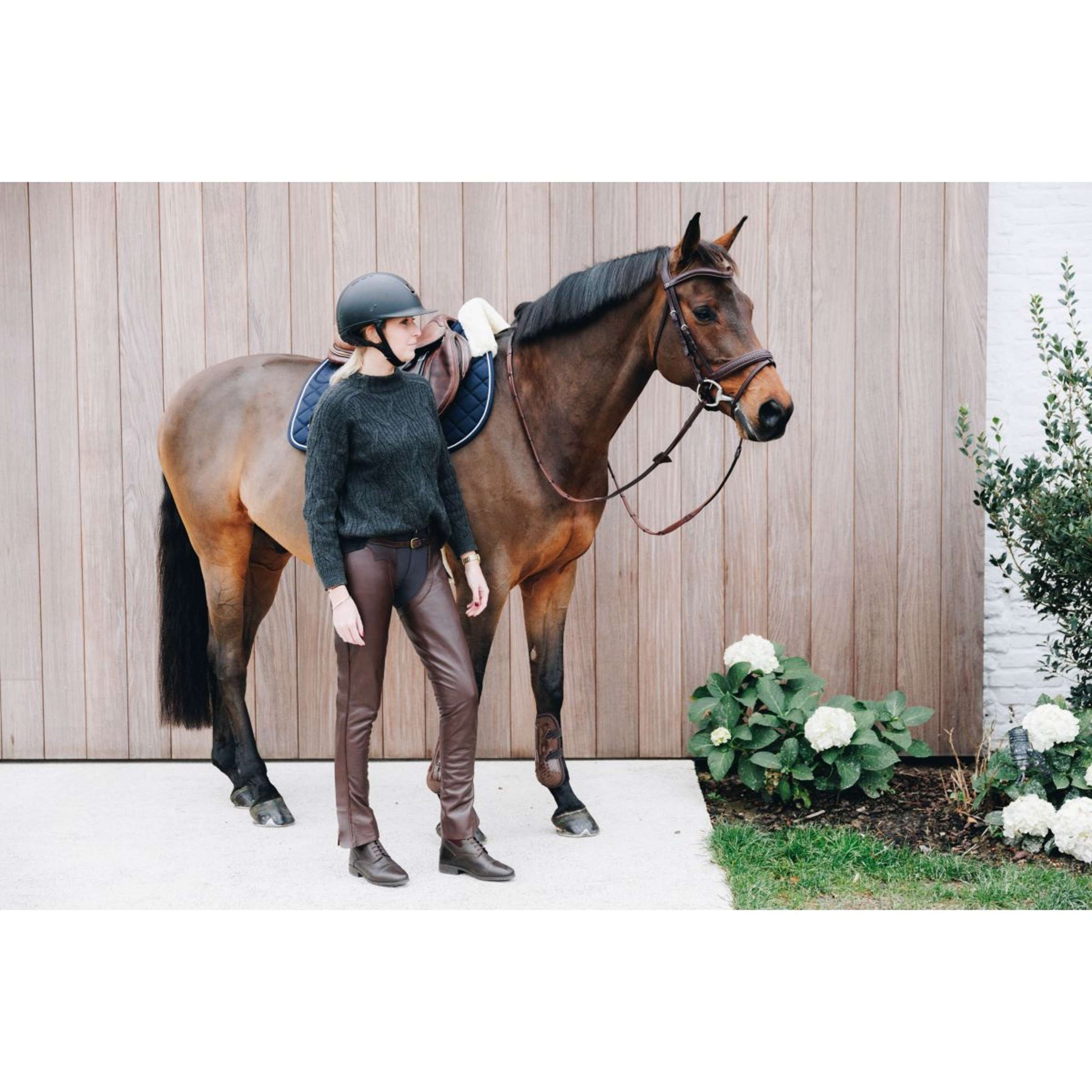 Dyon Longues Jambières en Cuir Standard Marron