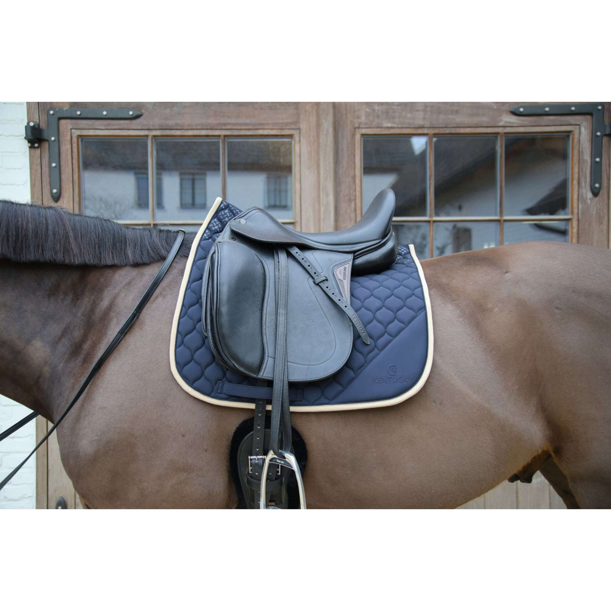 Kentucky Horsewear Tapis de Selle Softshell Onion Quilt Dressage Marin/Beige