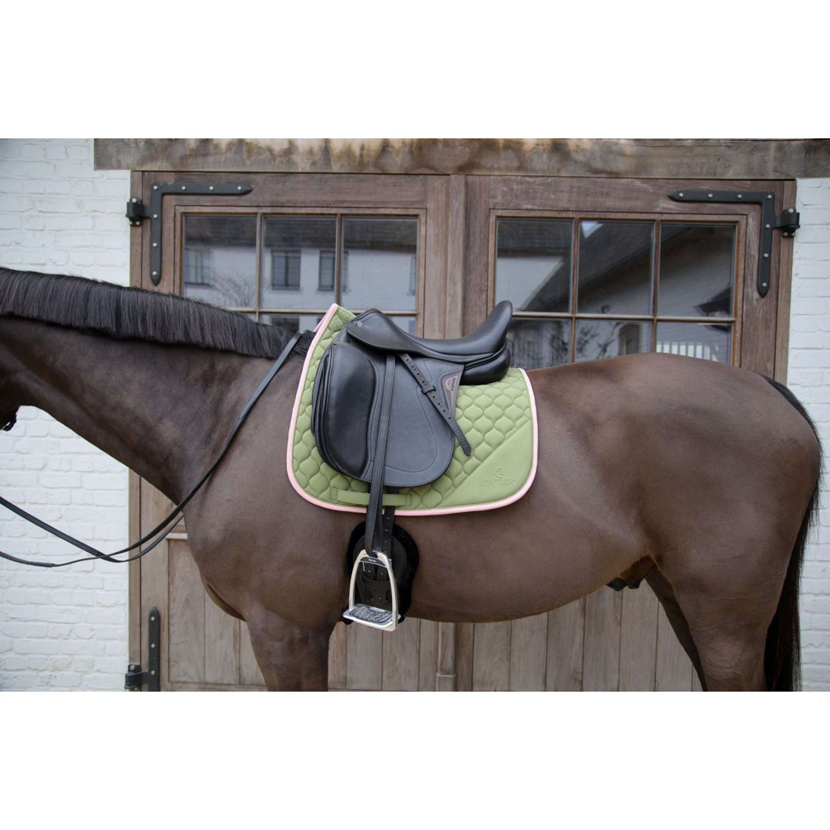 Kentucky Horsewear Tapis de Selle Softshell Onion Quilt Dressage Kaki/Vieux Rose