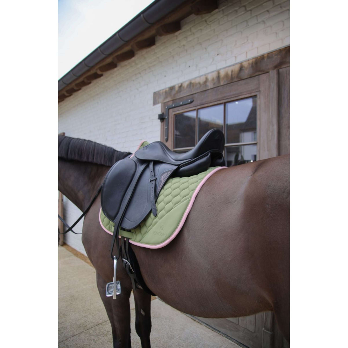 Kentucky Horsewear Tapis de Selle Softshell Onion Quilt Dressage Kaki/Vieux Rose