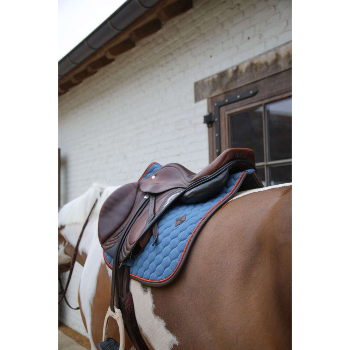 Kentucky Horsewear Tapis de Selle Onion Quilt Leather Neon de Saut Bleu
