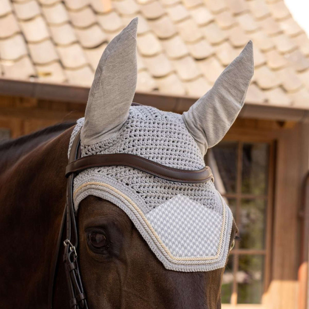 Kentucky Bonnet Anti-Mouches Wellington Velvet Pied de Poule Gris/Blanc