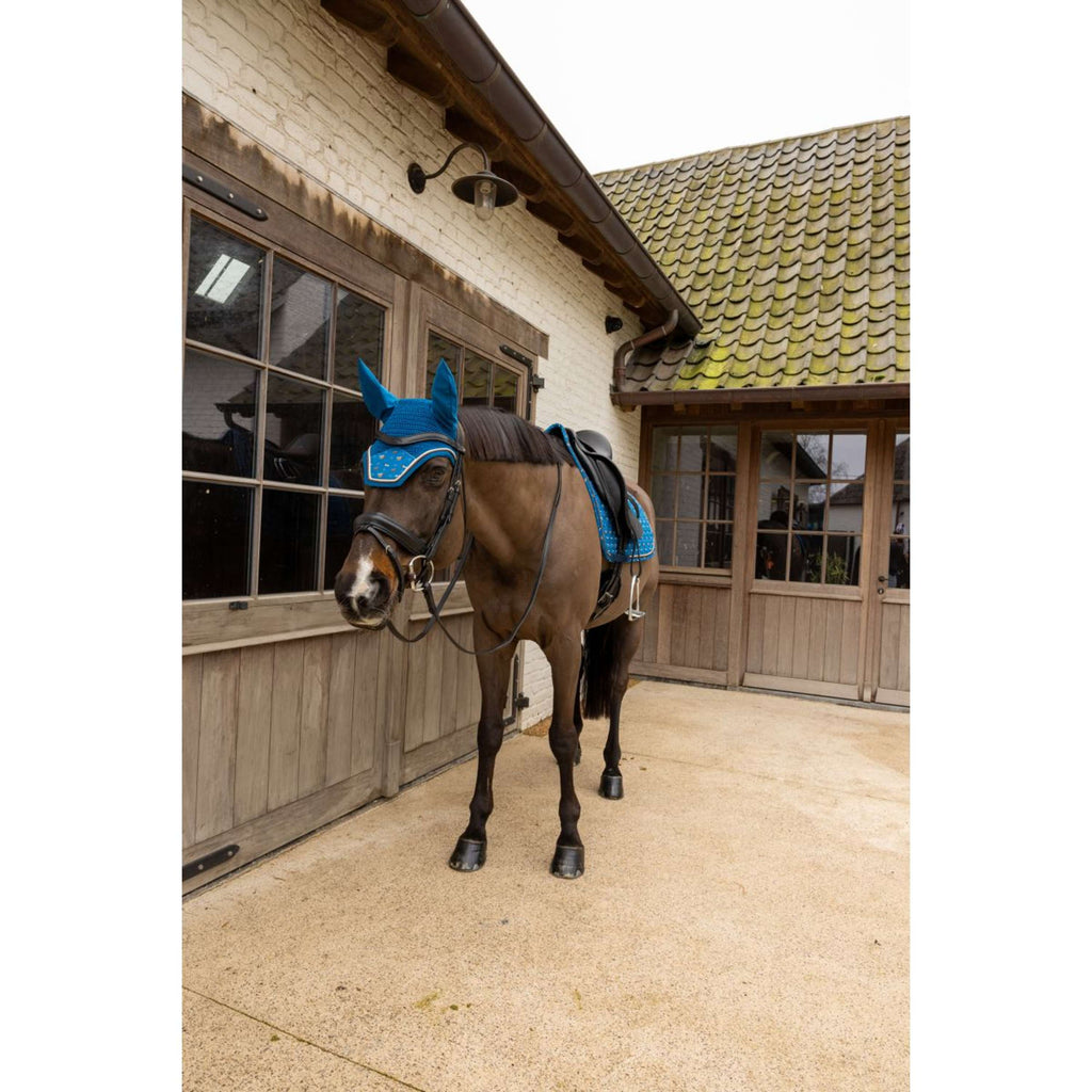 Kentucky Bonnet Anti-Mouches Wellington Velvet Horse Printing Marin