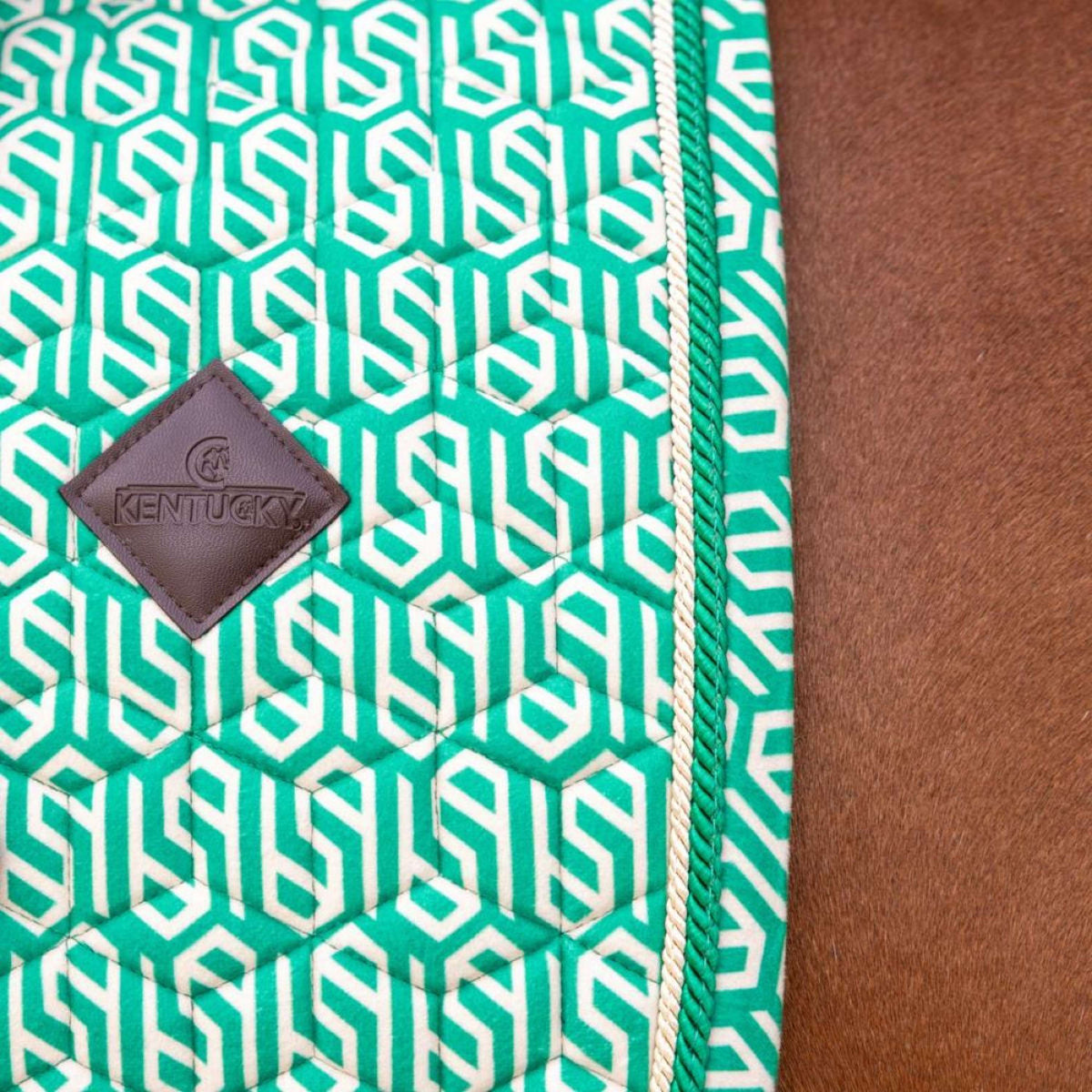 Kentucky Tapis de Selle Velvet Maze Cipher Dressage Blanc/Vert