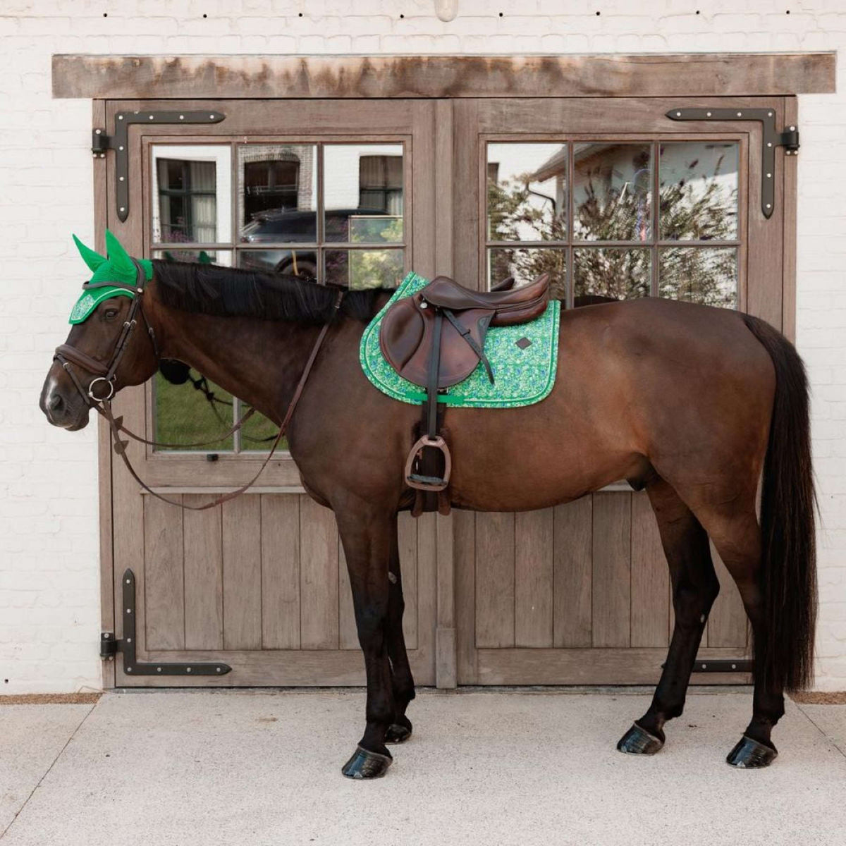 Kentucky Bonnet Anti-Mouches Wellington Velvet Paisley Garden Vert/Marine