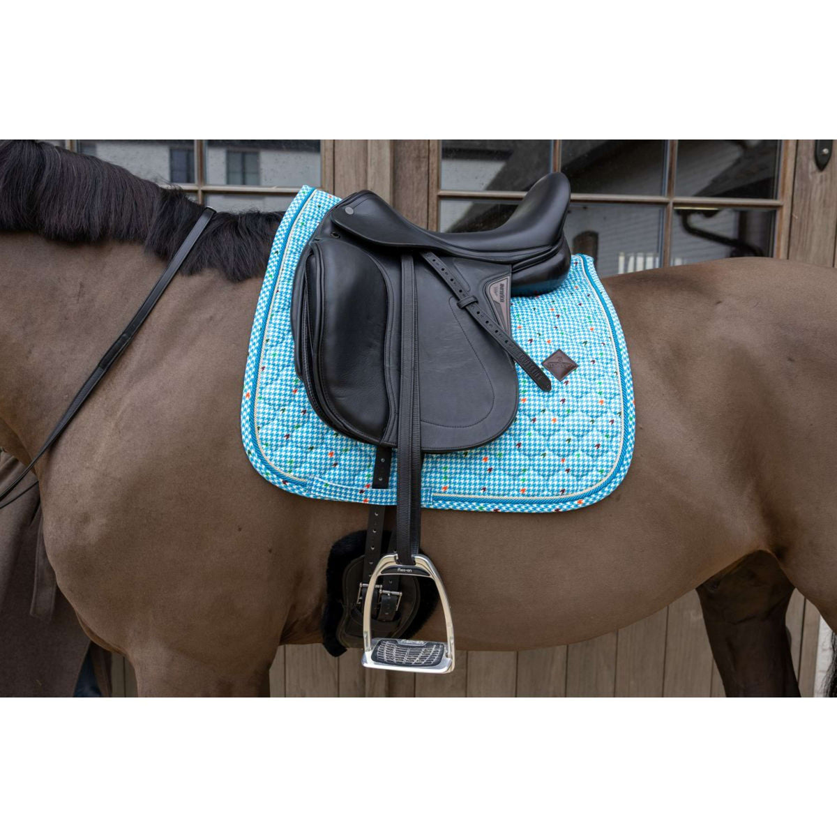 Kentucky Tapis de Selle Velvet Pied De Poule Dressage Marin