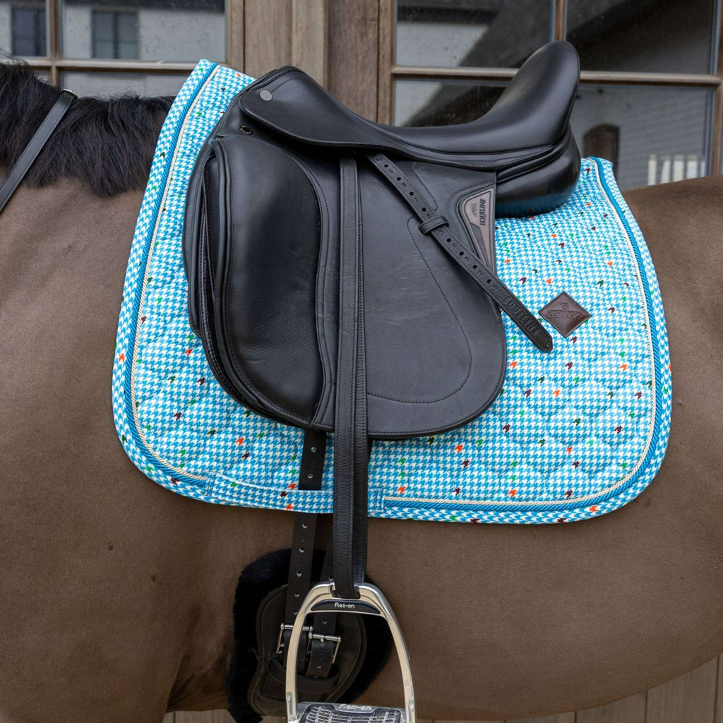Kentucky Tapis de Selle Velvet Pied De Poule Dressage Marin