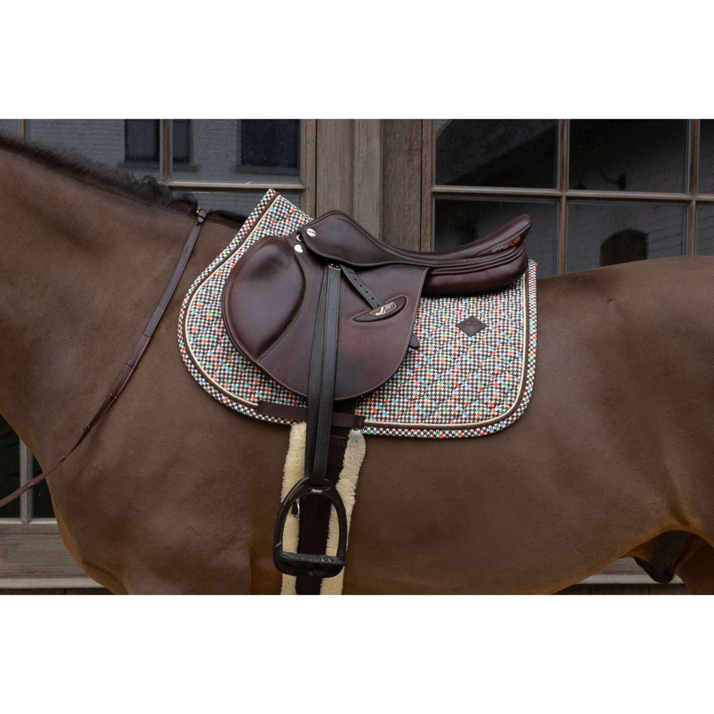 Kentucky Tapis de Selle Velvet Pied De Poule de Saut Marron