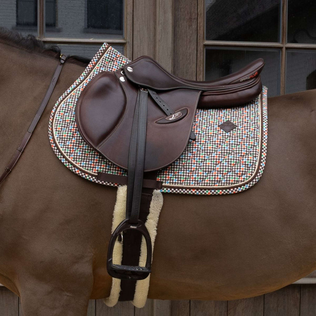 Kentucky Tapis de Selle Velvet Pied De Poule de Saut Marron