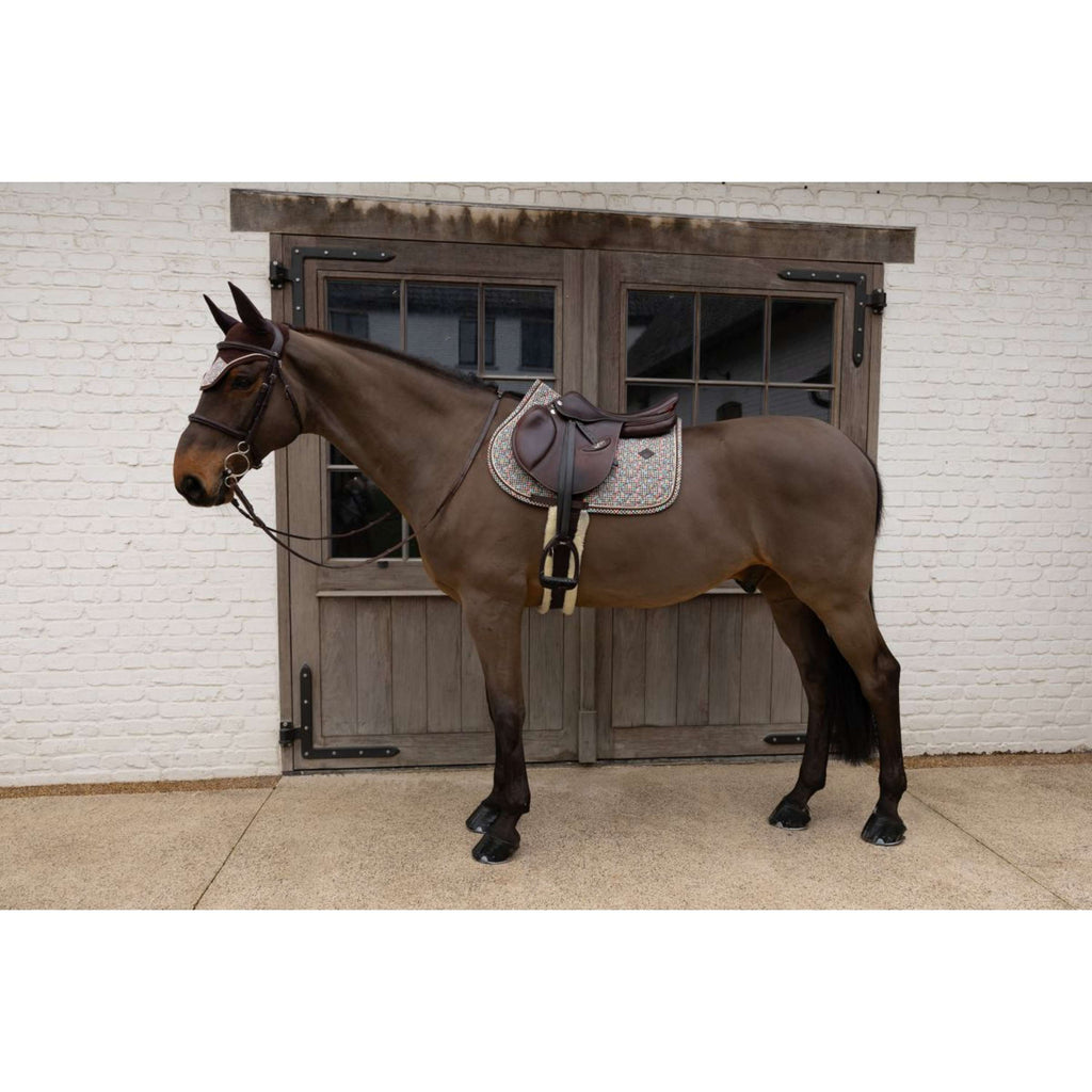 Kentucky Tapis de Selle Velvet Pied De Poule de Saut Marron