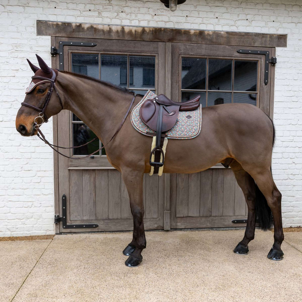 Kentucky Tapis de Selle Velvet Pied De Poule de Saut Marron